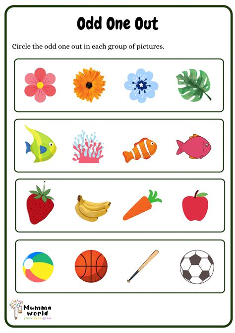 odd one out worksheet for class 1|Learn Class 1 English .
